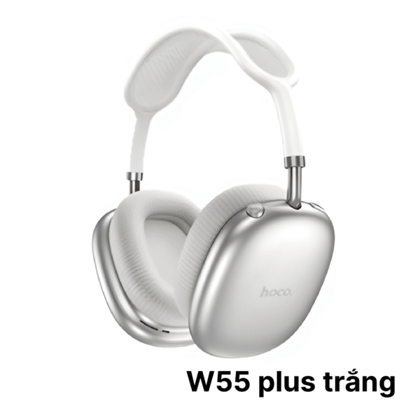 Tai Nghe Bluetooth Hoco W55 PLUS Màu Trắng – Pin 90H, Bluetooth 5.4, Thiết Kế Trùm Tai, Chống ồn chủ động