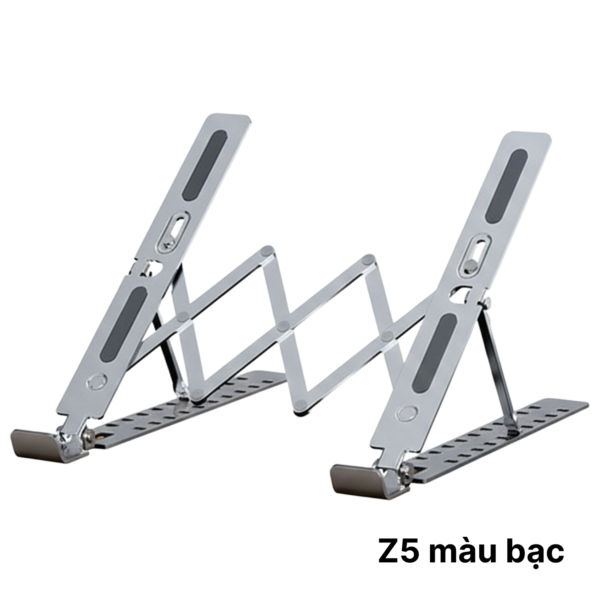 Giá đỡ laptop Z5 BẠC - Nhôm gấp gọn, 10 cấp độ điều chỉnh, cho máy tính 11-17inch