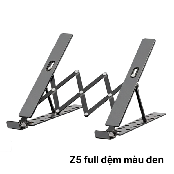 Giá đỡ laptop Z5 full đệm ĐEN – Nhôm dày, 10 cấp độ nâng hạ phù hợp cho laptop 11-17 inch