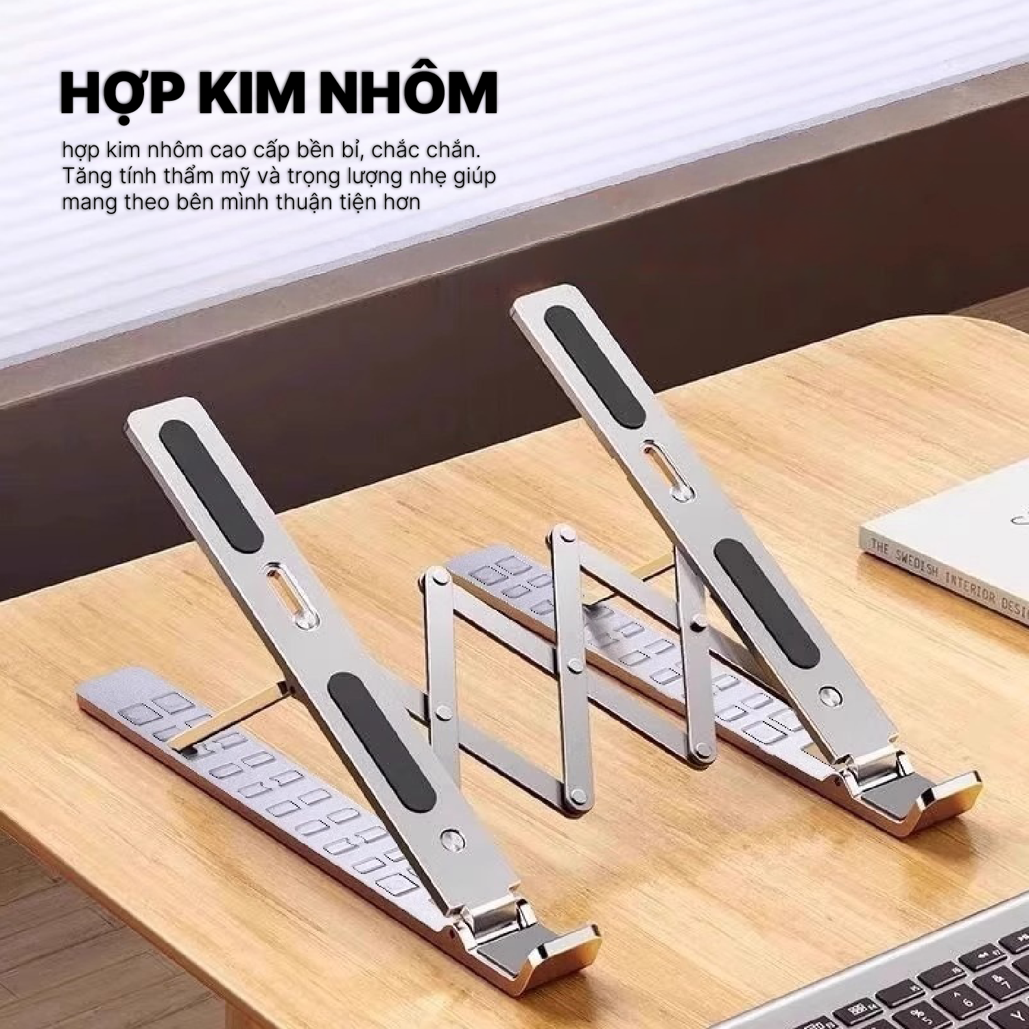 Giá đỡ laptop Z5 ĐEN - Nhôm gấp gọn, 10 cấp độ điều chỉnh, cho máy tính 11-17inch