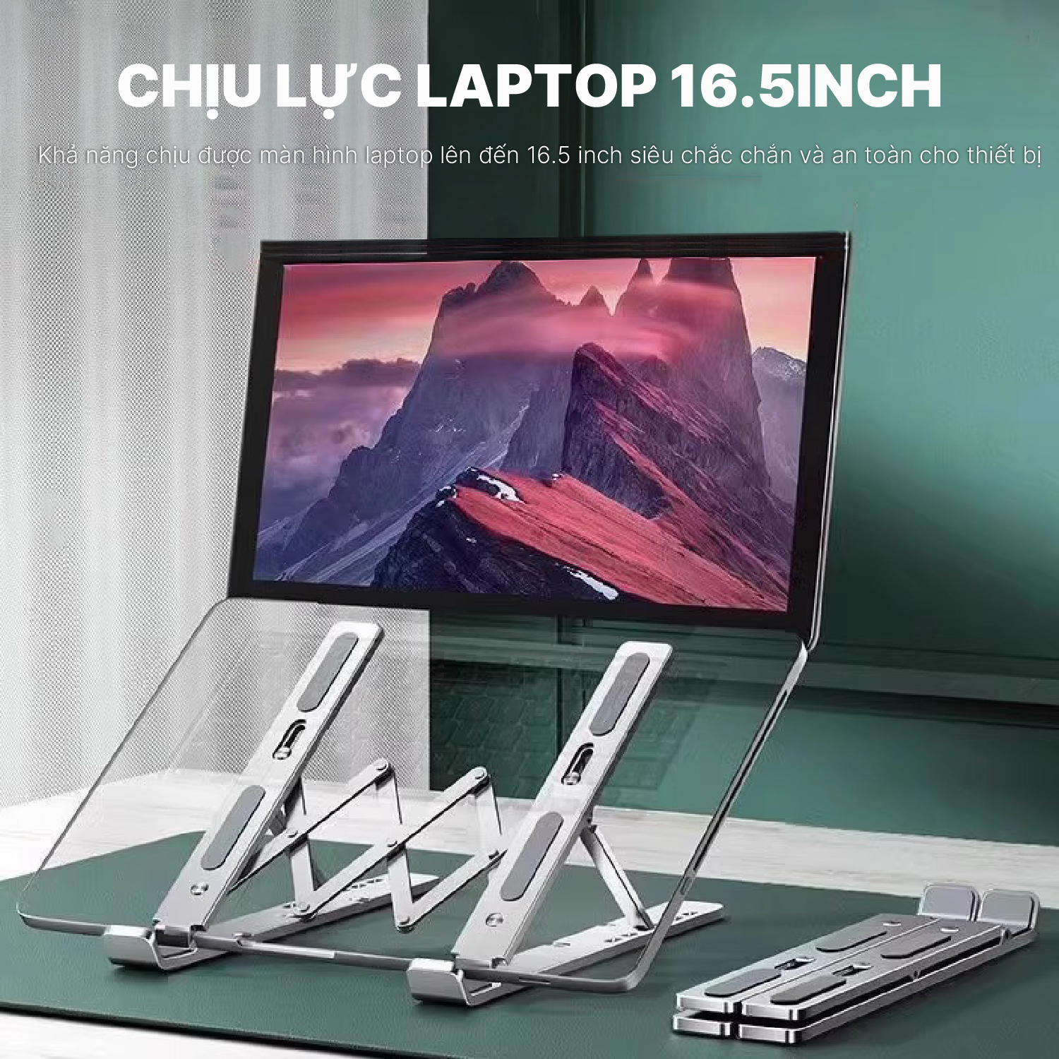 Giá đỡ laptop Z5 ĐEN - Nhôm gấp gọn, 10 cấp độ điều chỉnh, cho máy tính 11-17inch