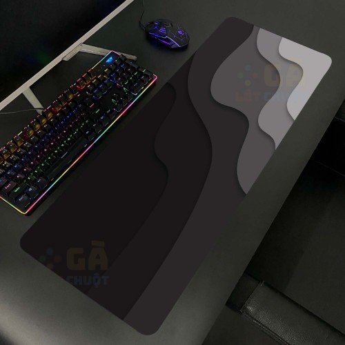 Lót chuột cỡ lớn 80x30 Hoạ tiết sóng biển màu tối V2 Dày 3mm