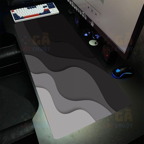 Lót chuột cỡ lớn 90x40 Hoạ tiết sóng biển màu tối V2 Dày 3mm