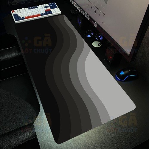 Lót chuột cỡ lớn 90x40 Hoạ tiết sóng biển màu tối V3 Dày 3mm