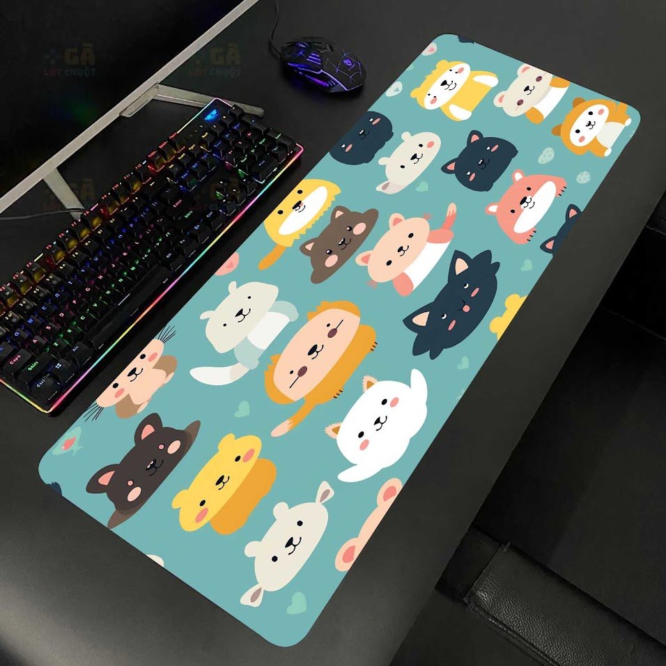 Lót chuột cỡ lớn 80x30 CUTE SƯ TỬ HÓI Dày 3mm