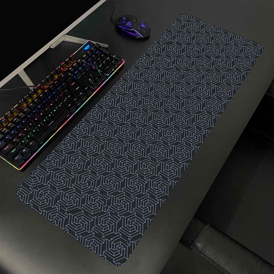 Lót chuột cỡ lớn 80x30 Deskmat đường chỉ Màu trắng cho gaming setup