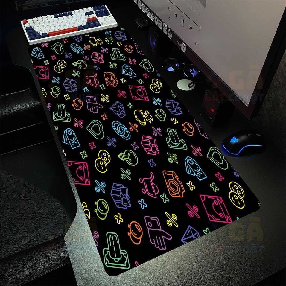 Lót chuột cỡ lớn 90x40 Icon Linh Tinh Có máy ảnh cho gaming setup