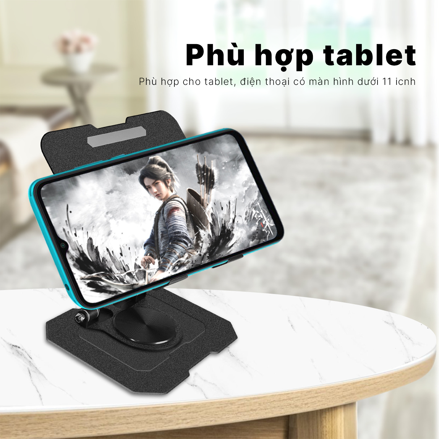 Giá đỡ xoay tablet SG16 ĐEN – Kim loại, xoay 360° phù hợp cho tablet dưới 11 inch