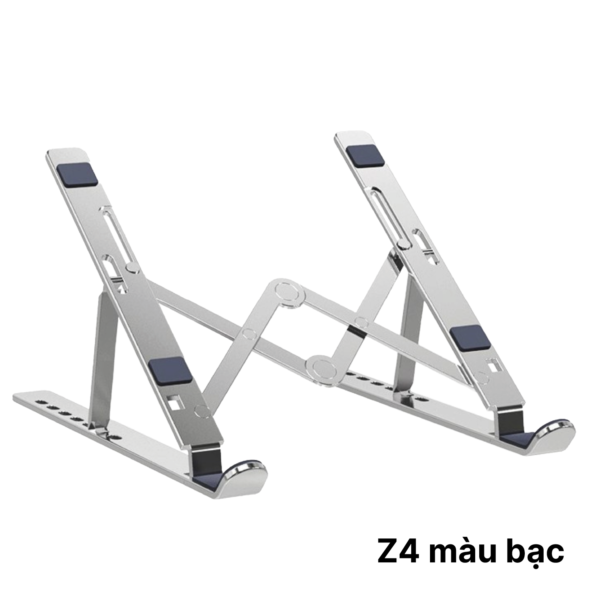 Giá đỡ laptop Z4 BẠC - Nhôm gấp gọn, 10 cấp độ điều chỉnh, cho máy 11-16inch