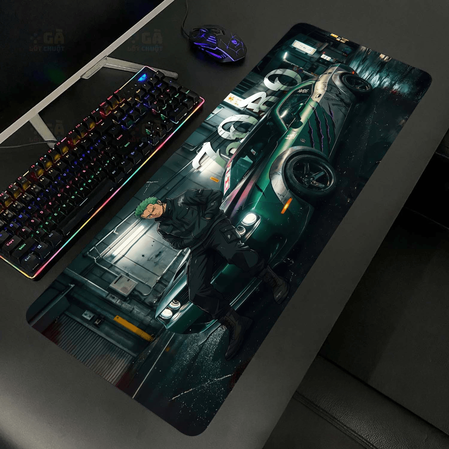 Lót chuột cỡ lớn 80x30 Zoro và Siêu Xe cho gaming setup