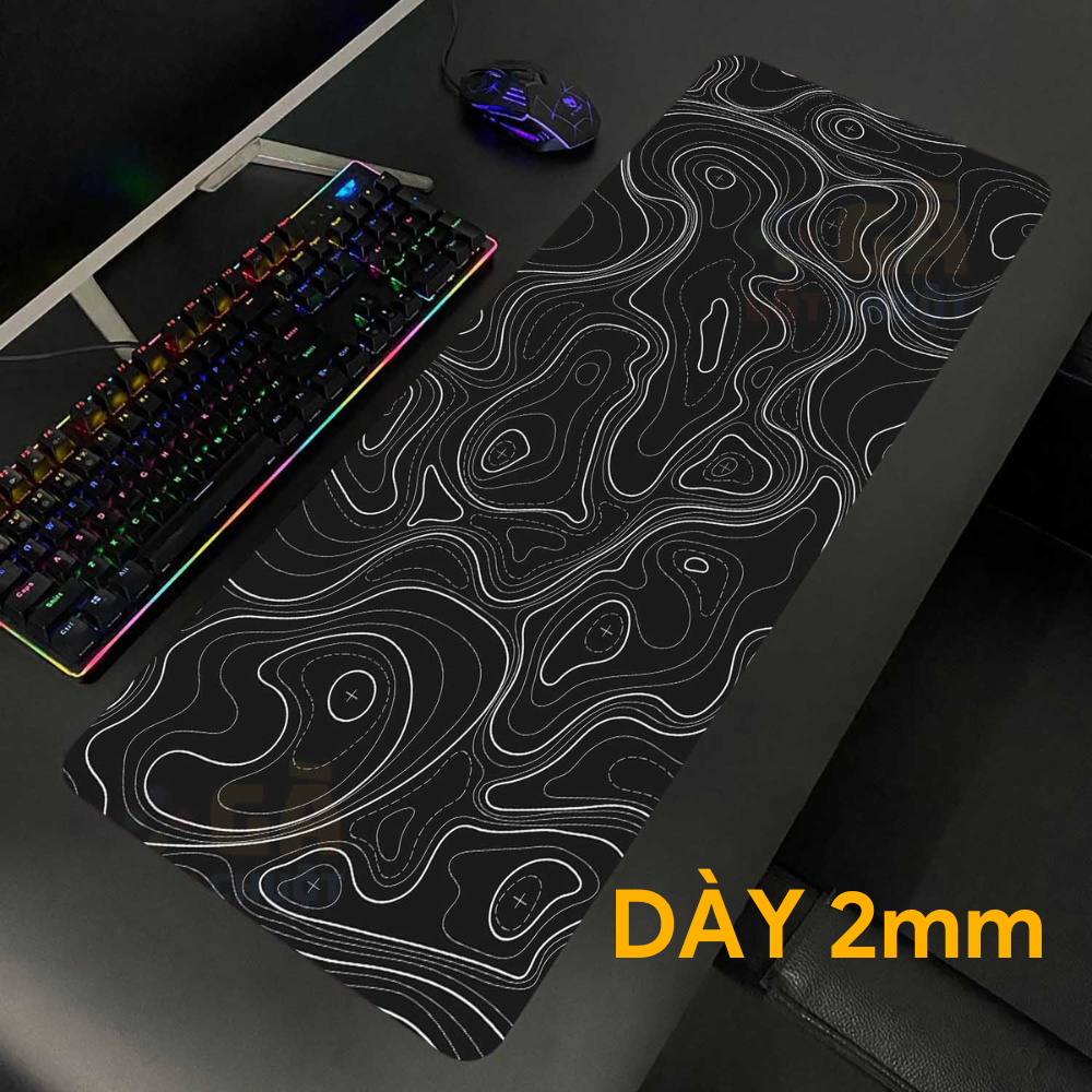 Lót chuột 80x30 2mm Nền Đen Chỉ Trắng