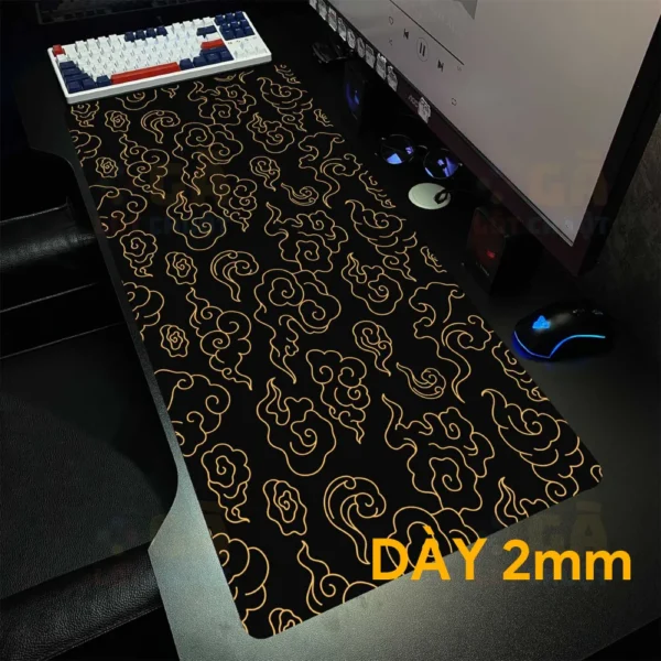 Lót chuột cỡ lớn 90x40 Mây màu vàng nền đen Dày 2mm