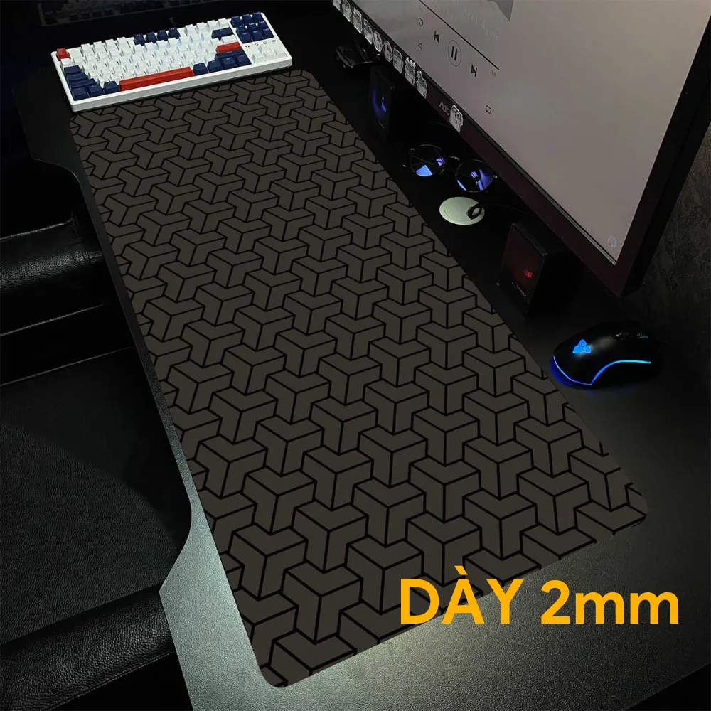 lót chuột 90x40 bo viền trong setup bàn làm việc gọn